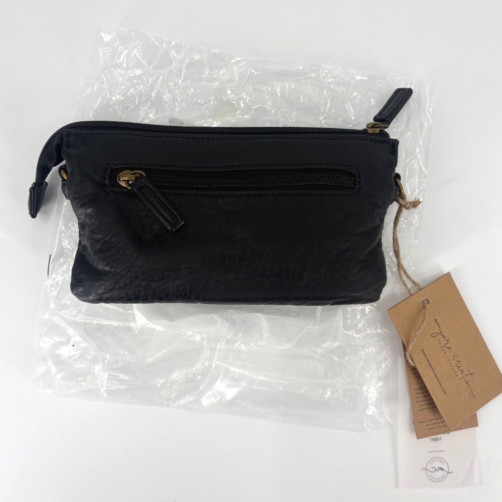 Ampere Creations Black Vegan Leather Crossbody Wallet Clutch Style 9412B - Picture 2 of 7